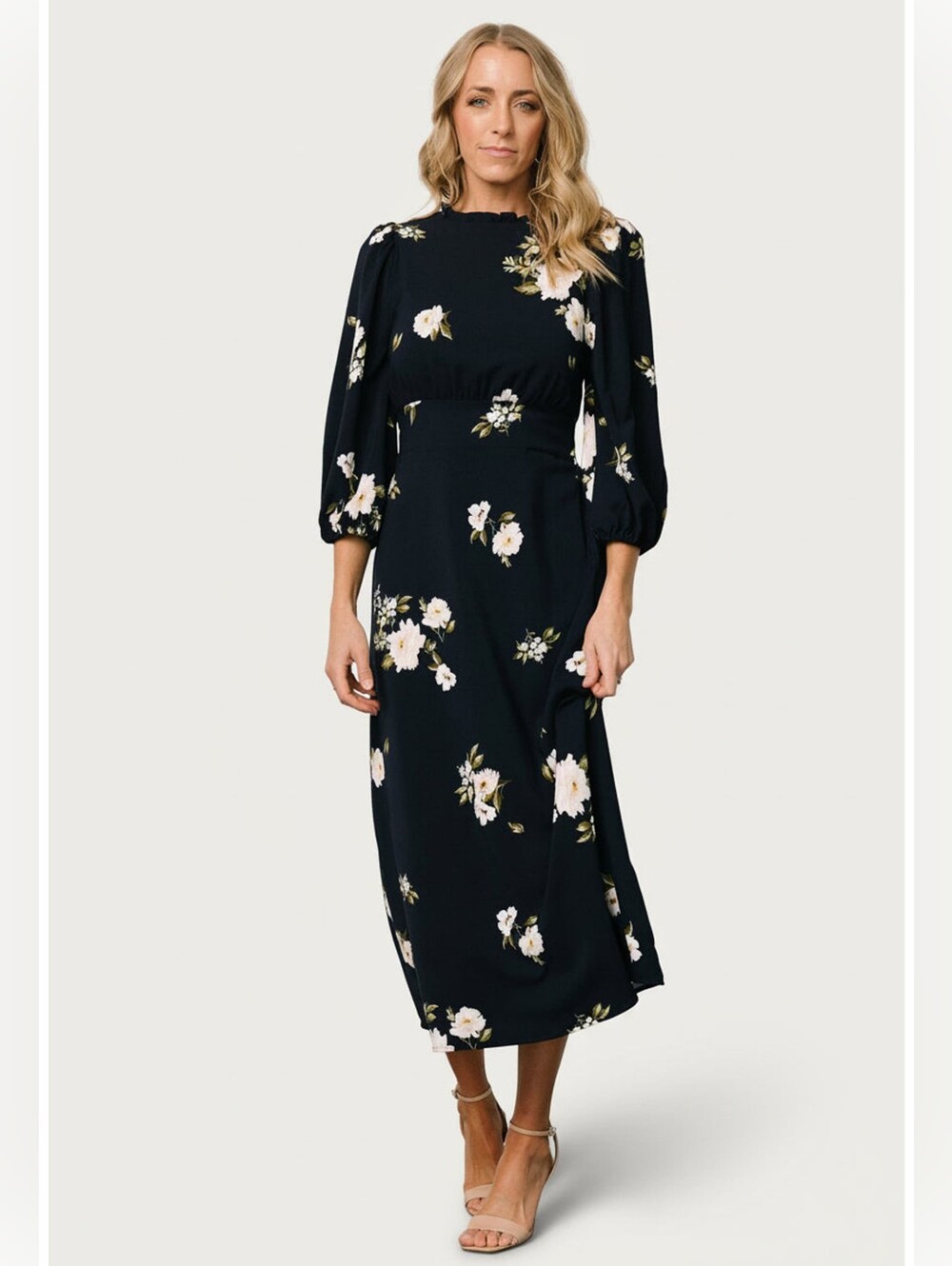 NWT Baltic Born Karalie Maxi Dress Navy Floral Large Guest Event Cottage Modest